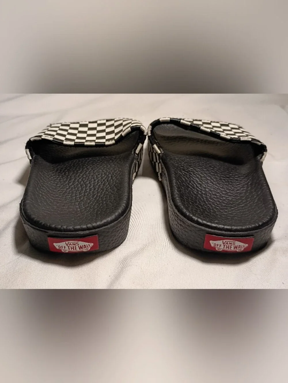 Vans Youth La Costa Slide-On Black White Checkerboard Sandals Size 12 Excellent